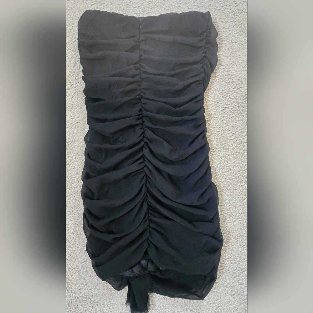 Express Black Strapless Ruched Mini Dress Size 8 - Picture 4 of 4
